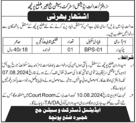 District Session Judge Poonch Jobs 2024