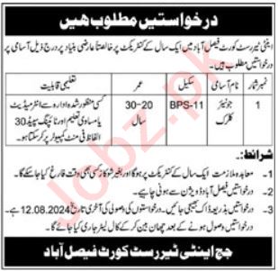 Anti Terrorist Court Faisalabad Job 2024 