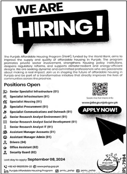 Punjab Affordable Housing Program PAHP Apply Jobs 2024