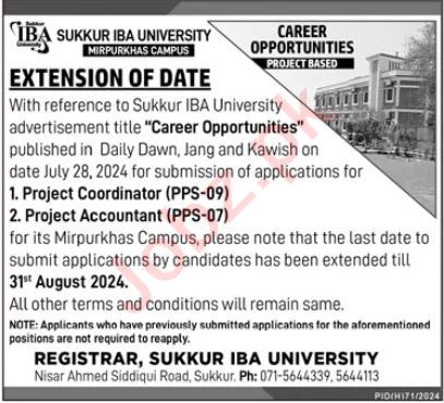 Sukkur IBA University Sukkur Apply Jobs 2024