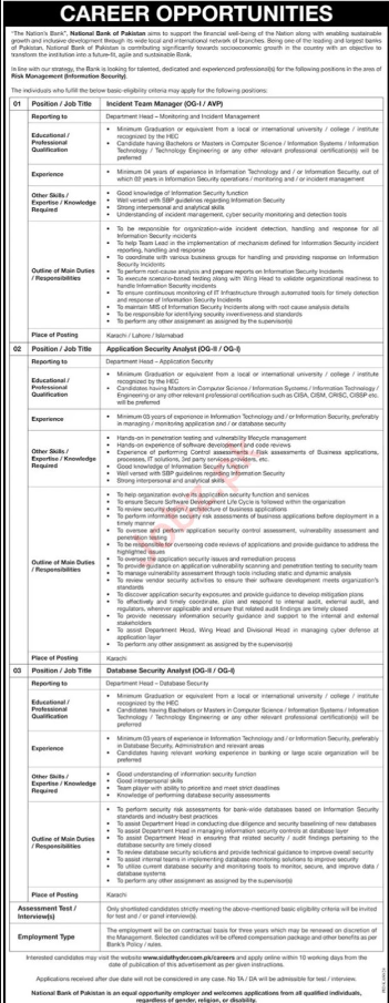 National Bank Of Pakistan NBP Apply Jobs 2024