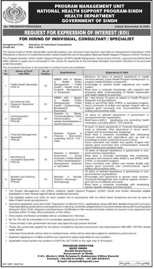 National Health Support Program Jobs 2024 -Apply Online