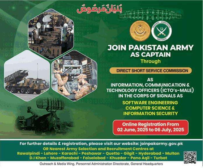 Join Pakistan Army as Captain – Direct Short Service Commission 2025