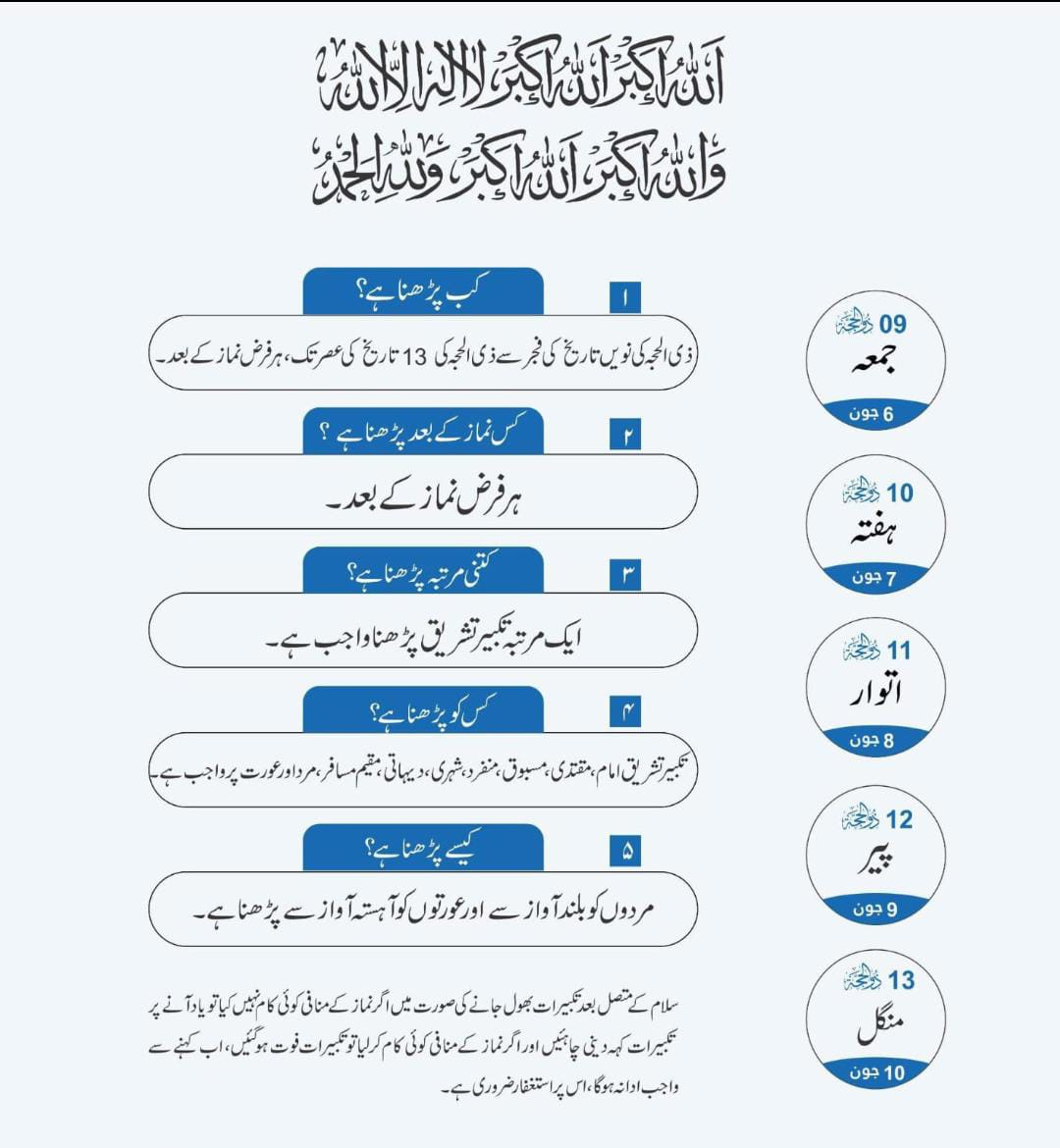 Takbeer-E-Tashreeq for Eid-ul-Adha: Started from June 6 (2025)